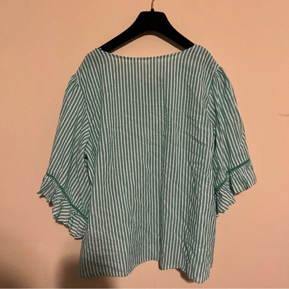 LC Lauren Conrad Plus Size Seersucker Flounce Blouse - Picture 7 of 11